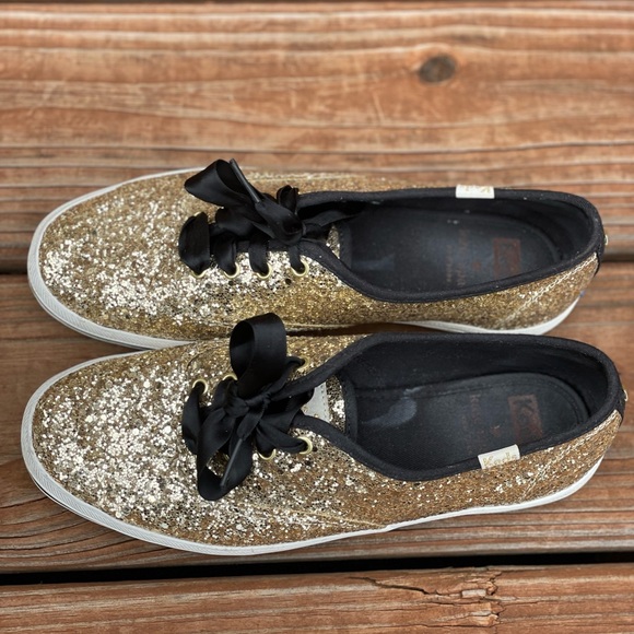 Keds x Kate Spade gold glitter shoes used US6 - Picture 9 of 14